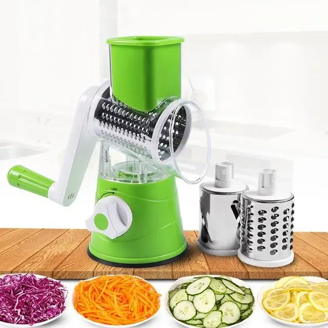 Manual 3 In 1 Rotary Cheese Grater Cheese Shredder Mandoline Stainless Steel Vegetable Slicer With 3 Blades With Suction Base 14