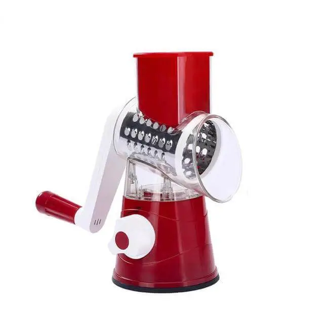 Manual 3 In 1 Rotary Cheese Grater Cheese Shredder Mandoline Stainless Steel Vegetable Slicer With 3 Blades With Suction Base 16