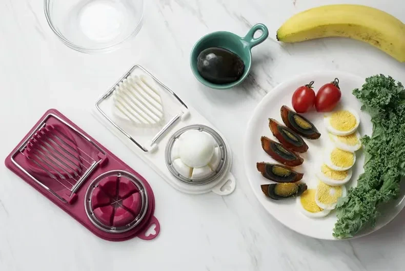 2 In 1 Multi-functional Egg Cutter Stainless Steel Wire Egg Slicer Kitchen Gadgets Tool Plastic Egg Cutter 8