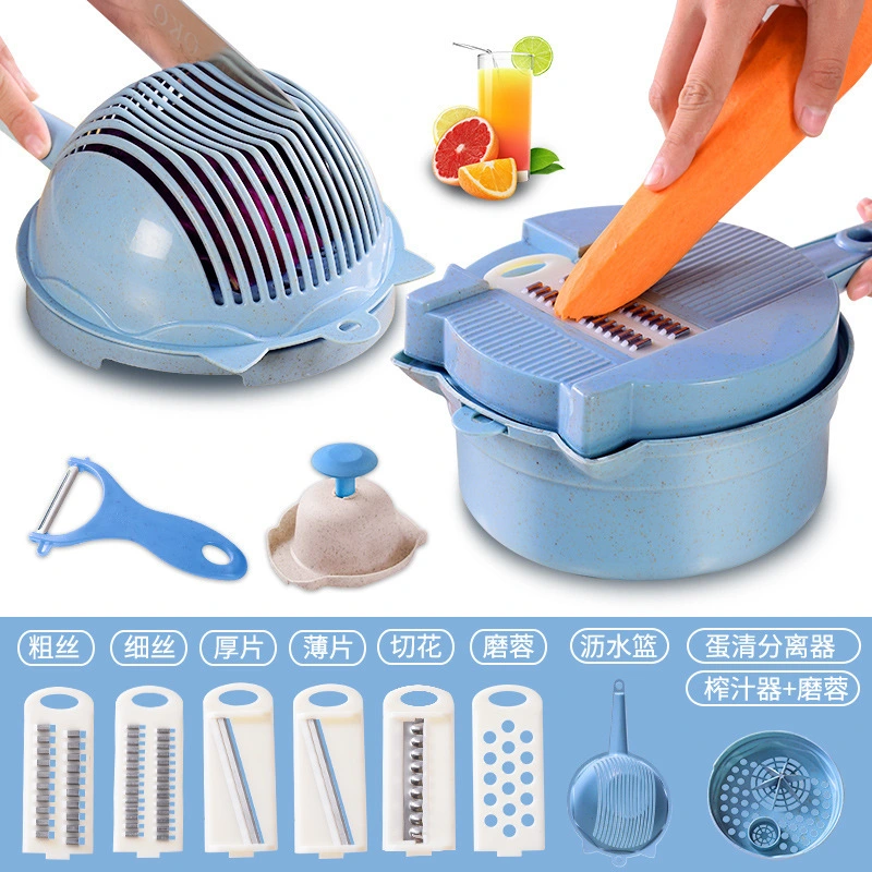 Hot Seller Kitchen Gadgets Multifunctional Vegetable Chopper Slicer Fruit Plastic Drain Basket Grater Strainer Mandoline 9