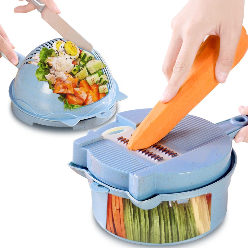 Hot Seller Kitchen Gadgets Multifunctional Vegetable Chopper Slicer Fruit Plastic Drain Basket Grater Strainer Mandoline 12