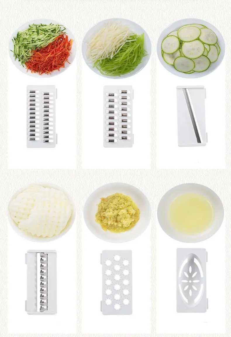 New Hot Seller 9 In 1 Multifunctional Kitchen Vegetable Chopper Slicer Plastic Drain Basket Grater Strainer Mandoline 9