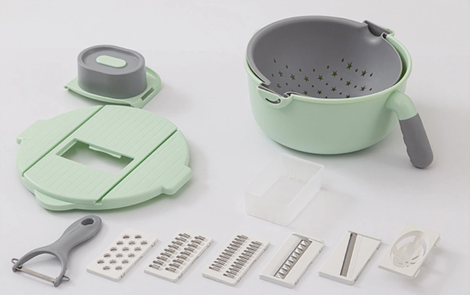 New Hot Seller 9 In 1 Multifunctional Kitchen Vegetable Chopper Slicer Plastic Drain Basket Grater Strainer Mandoline 11